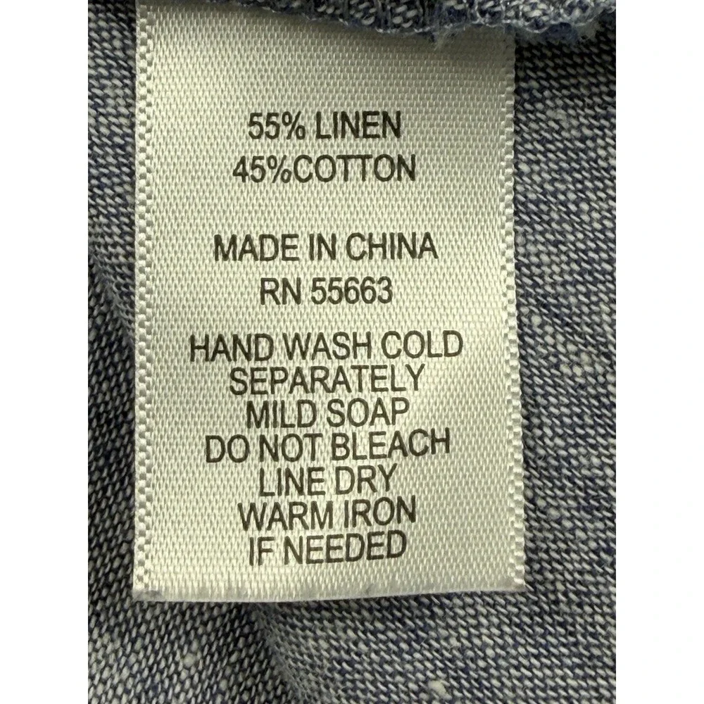 Sigrid Olsen Womens M Jacket Linen Blend Blue Hooded Swing‎ Lagenlook Nautical